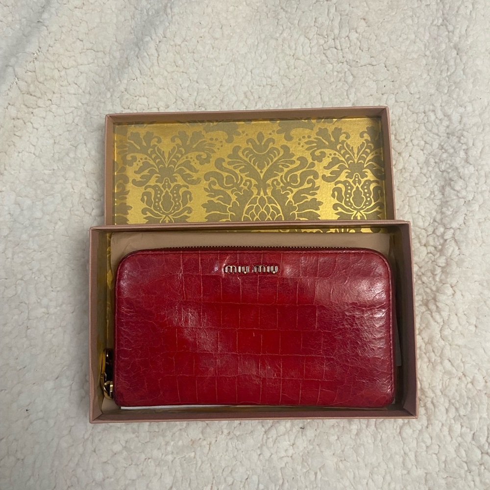 Vgc Miu Miu Croc-Embossed Zip-Around Wallet - image 2